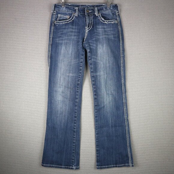 Cowgirl Tuff Co. Embroidered Y2K Lowrise Bootcut Womens Jeans 28x33 - Picture 2 of 6